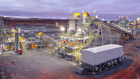 A large plant with equipment for rock processing